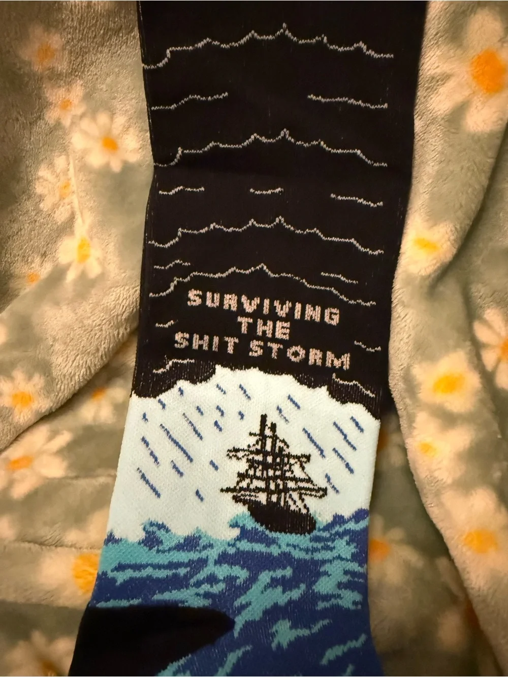 Groovy Things Black Blue ‘Surviving the Storm’ Wide Calf Compression Socks